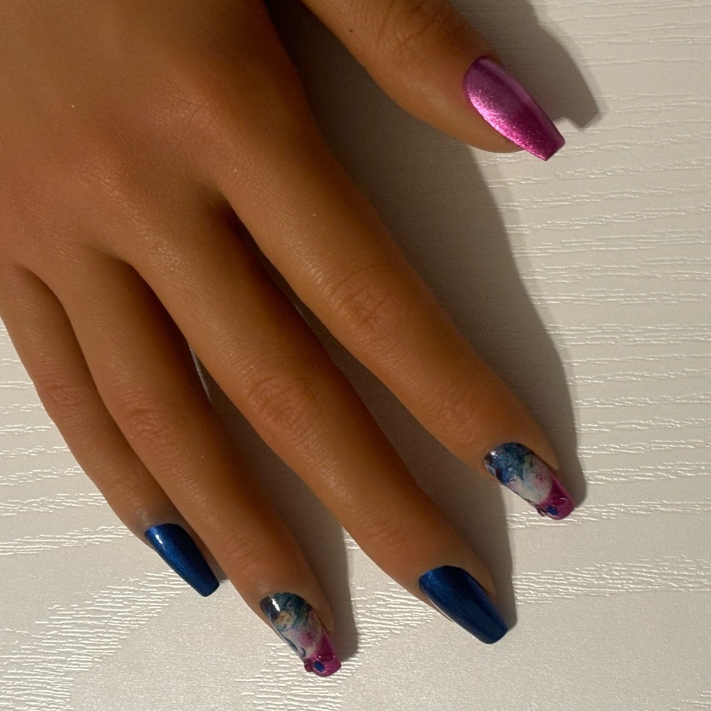 Peacock themed press on nails custom size available